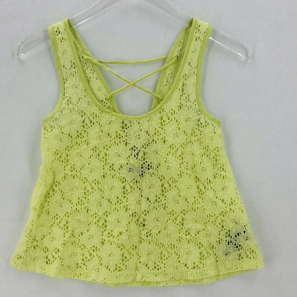 G by Guess Tops - G By Guess Tank Top XS Green Y2K Eyelet Lace Criss Cross Tie Back Shirt Boho